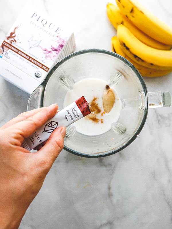 Cinnamon Fasting Tea Banana Nut Smoothie Process