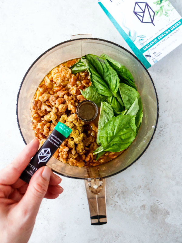 Green Tea Walnut Pesto Process Image