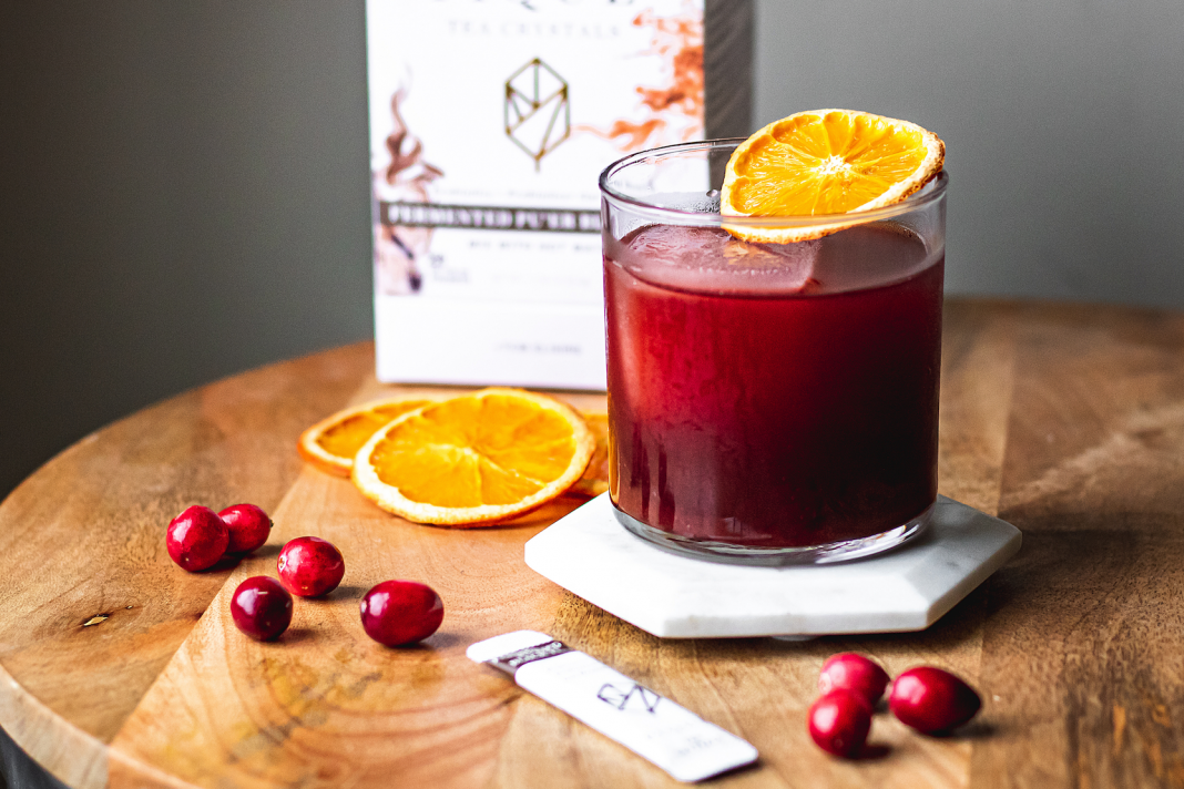 Pu'er Cranberry Orange Whiskey Cocktail